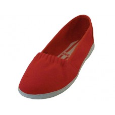 S305G-Red - Wholesale Girls' Elastic Upper Comfortable Slip On Canvas Shoes ( *Red Color ) *Last 3 Case